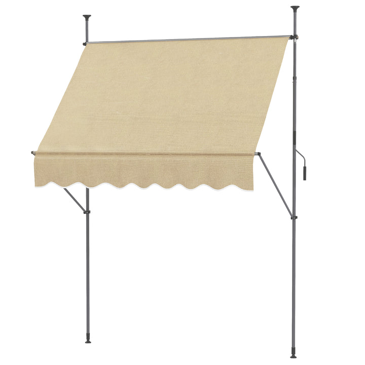 Toldo Manual Retrátil com Manivela 200x120x210-300 cm Toldo para Varanda com Altura Ajustável Impermeável e Anti-UV para Jardim Terraço Bege