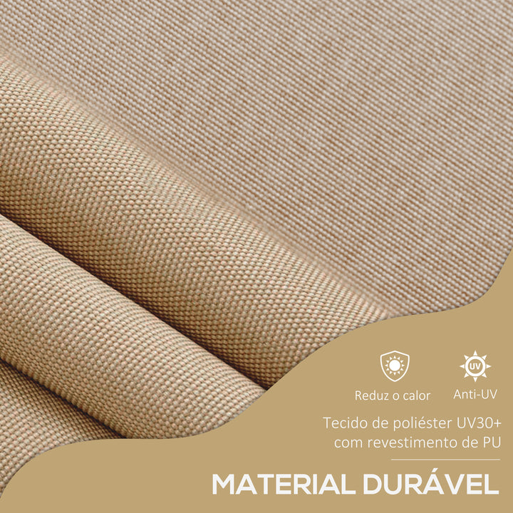Toldo Manual Retrátil com Manivela 200x120x210-300 cm Toldo para Varanda com Altura Ajustável Impermeável e Anti-UV para Jardim Terraço Bege