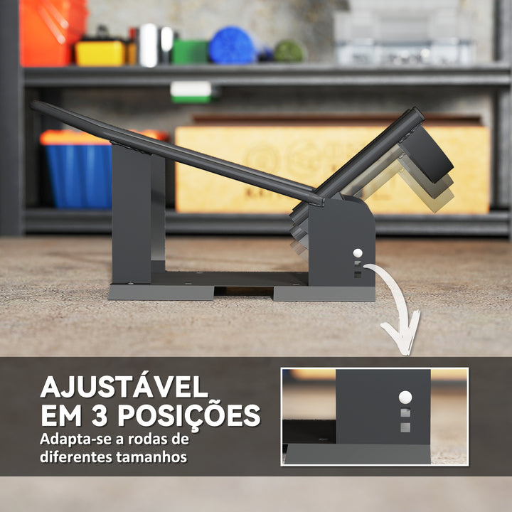 Cavalete de Moto Carga 816,5 kg Suporte para Roda Dianteira de Motocicleta Robusto com Altura Ajustável em 3 Níveis para Rodas Ø38,1-53,34 cm Preto