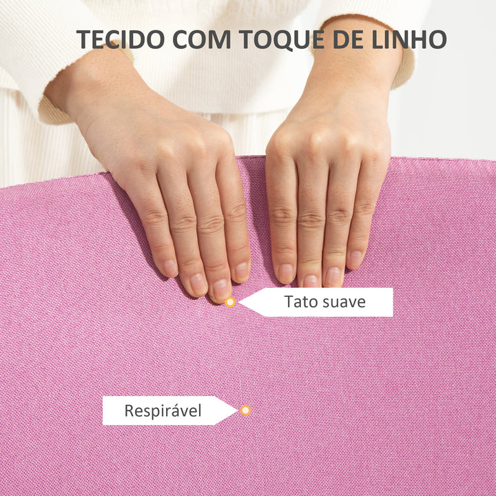 Cadeira de Escritório sem Apoio para os Braços Cadeira de Escritório Giratória Estofada em Linho Sintético com Altura Ajustável para Estudo Dormitório Tocador Carga 120 kg 53x43x85-93 cm Rosa