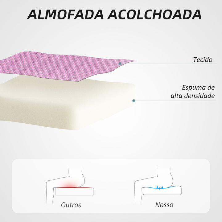 Cadeira de Escritório sem Apoio para os Braços Cadeira de Escritório Giratória Estofada em Linho Sintético com Altura Ajustável para Estudo Dormitório Tocador Carga 120 kg 53x43x85-93 cm Rosa