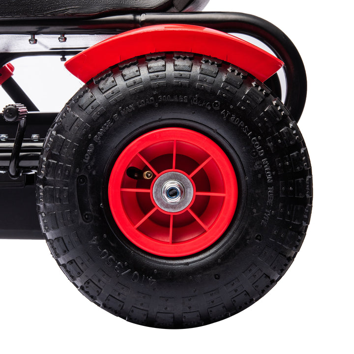 Kart a Pedais para Crianças Kart a Pedais Infantil com Assento Ajustável Pneus de Goma Travão de Mão para Crianças de 5-12 Anos Carga Máxima 50 kg 121x58x61 cm Vermelho