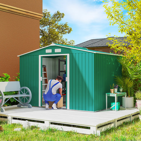 Galpão de Jardim Barracão Metálico Placa Verde para armazenar ferramentas 277x191x192cm Verde