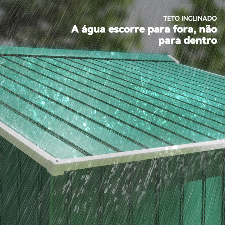 Galpão de Jardim Barracão Metálico Placa Verde para armazenar ferramentas 277x191x192cm Verde