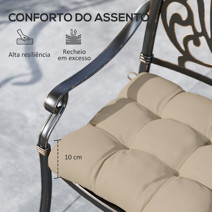 Conjunto de Almofadas para Cadeiras de Jantar 48x48x10 cm Jogo de 4 Peças Almofadas para Cadeiras de Jardim Impermeáveis e Anti-UV com 2 Fitas de Fixação Caqui