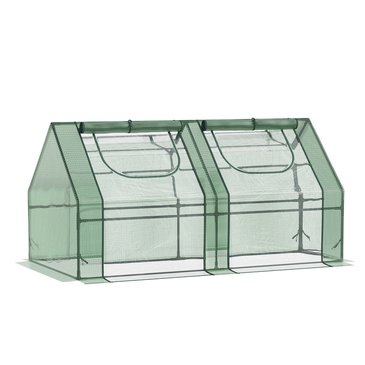 Estufa Pequena Estufa de Exterior com Proteção Dupla Janelas e Estrutura de Aço Estufa para Cultivos de Plantas e Flores 180x90x90 cm Verde
