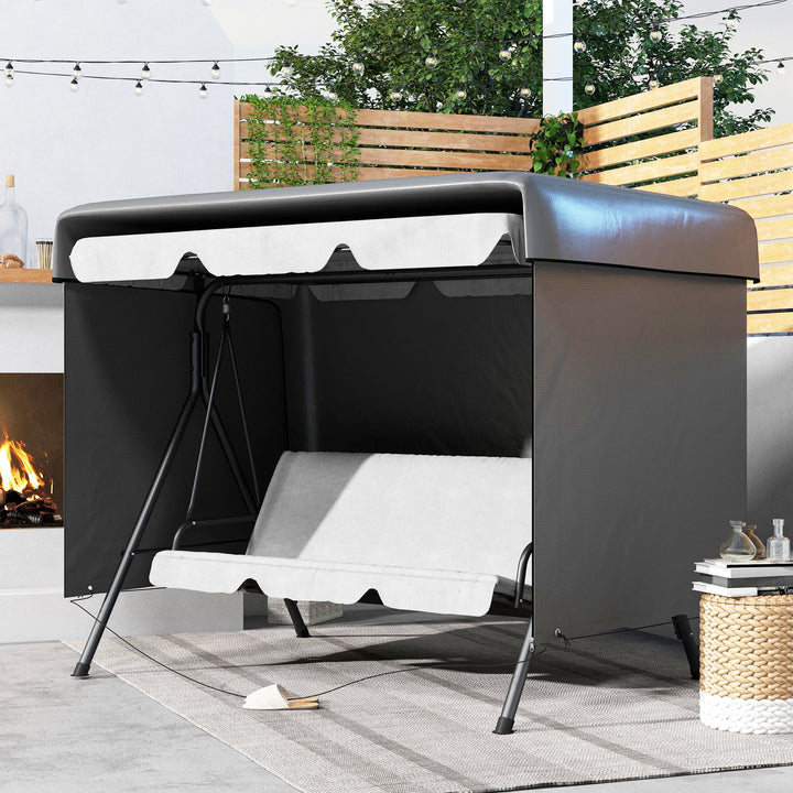 Capa Protetora para Baloiço de Jardim de 3 Lugares 215x155x150 cm Impermeável com Fecho de Correr Cobertura para Móveis de Exterior Cinza Escuro