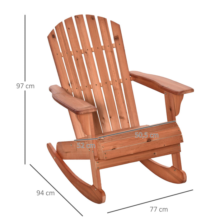 Cadeira de balanço de madeira natural Adirondack para jardim terraço externo rústico Carga 130 kg 77x94x97 cm Cor Teca