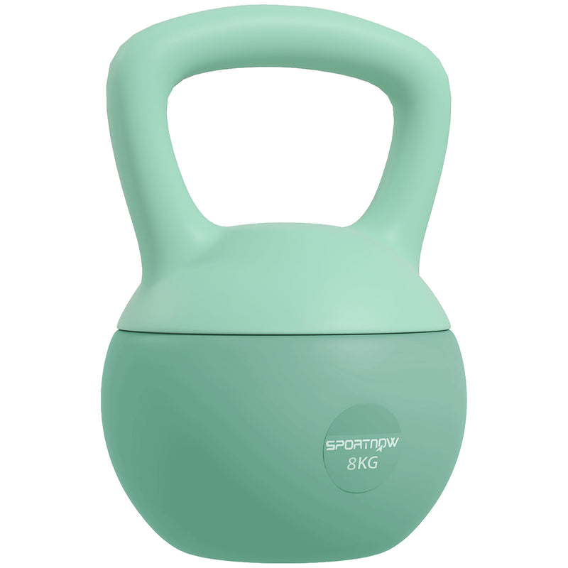 Kettlebell de 8 kg Pesa Russa Preenchida de Areia Metálica e Alça Antiderrapante para Treino de Musculação em Casa Ginásio 19x19x28 cm Verde