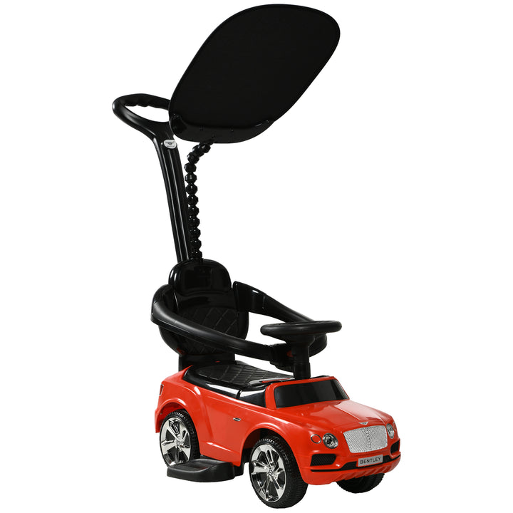 Carro Andador 3 em 1 Carro Andador com Licença Bentley Bentayga Carro Andador para Bebés de 12-36 Meses com Guiador e Capô Desmontáveis Música e Buzina Vermelho