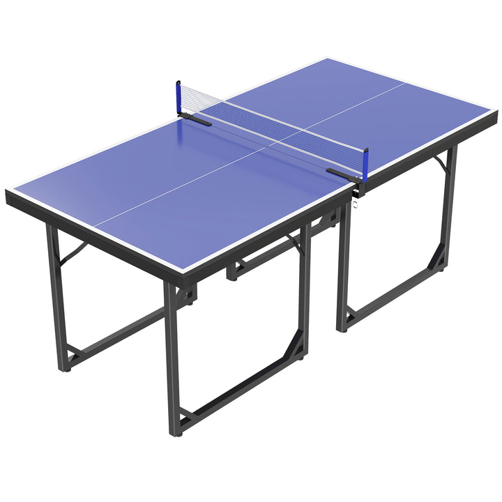 Mesa de Ping Pong Dobrável Mesa de Ping Pong Profissional com Rede e Estrutura de Aço para Interior e Exterior 182x91x76 cm Azul