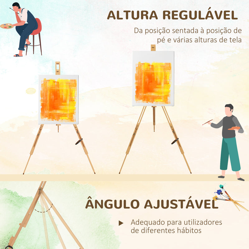 Cavalete de Pintura Dobrável Cavalete para Pintar com Altura Ajustável e Tripé de Madeira de Faia Suporta Telas de até 107 cm 93x84x183 cm Natural