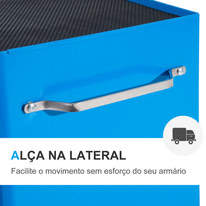 Carrinho de Ferramentas de Aço com 5 gavetas e 4 rodas Azul 61,5x33x85 cm