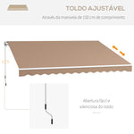 Toldo Manual Retrátil 350x250 cm Toldo para Varanda com Manivela de Metal Impermeável e Anti-UV Toldo Enrolável de Exterior para Jardim Terraço Janelas Marróm