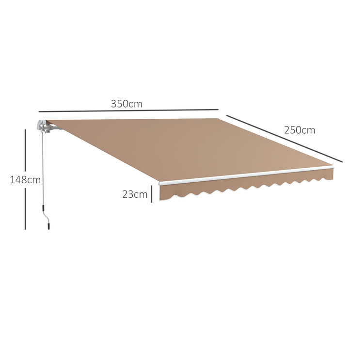 Toldo Manual Retrátil 350x250 cm Toldo para Varanda com Manivela de Metal Impermeável e Anti-UV Toldo Enrolável de Exterior para Jardim Terraço Janelas Marróm
