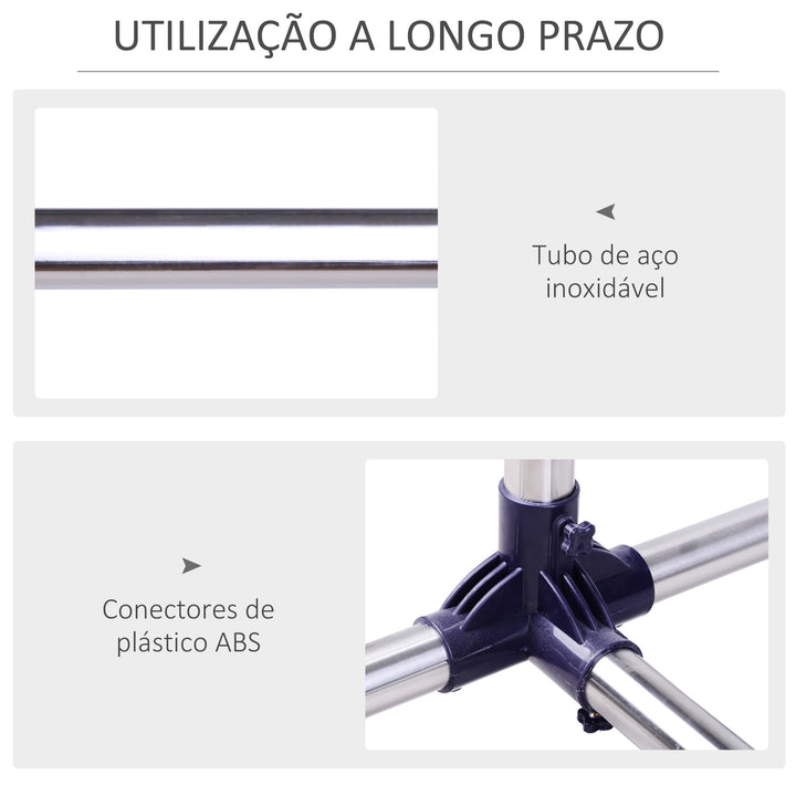 Cabide com rodas para pendurar roupas Ajustável na altura 86-95x45x160-170 cm cromado