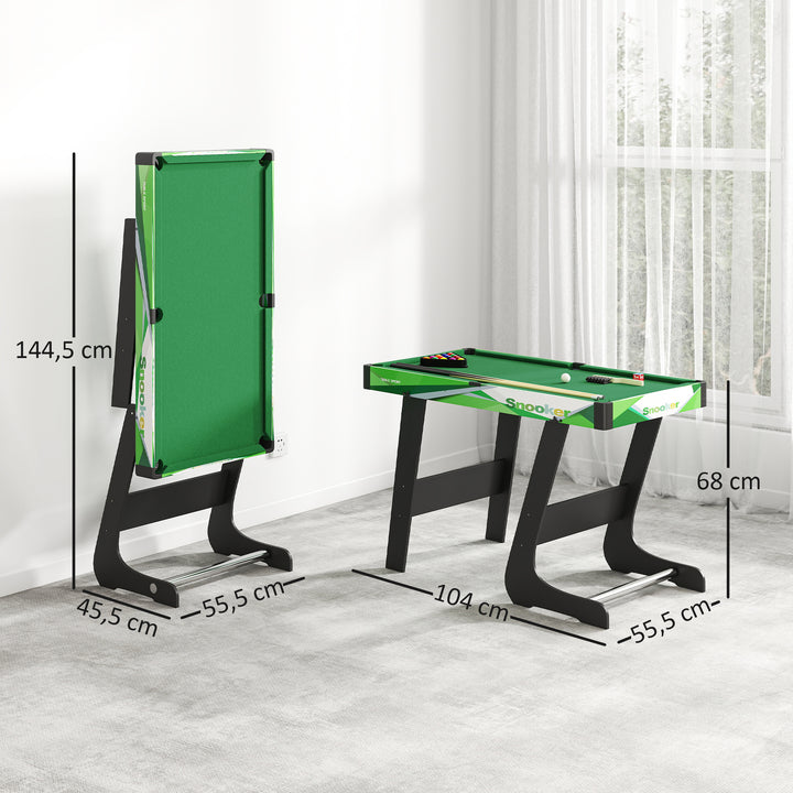 Mesa de Bilhar Dobrável com Acessórios Inclui 16 Bolas 2 Tacos Giz Triângulo e Escova Mesa de Bilhar Portátil para Crianças e Adultos 104x55,5x68 cm Verde