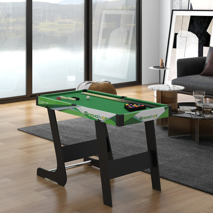 Mesa de Bilhar Dobrável com Acessórios Inclui 16 Bolas 2 Tacos Giz Triângulo e Escova Mesa de Bilhar Portátil para Crianças e Adultos 104x55,5x68 cm Verde