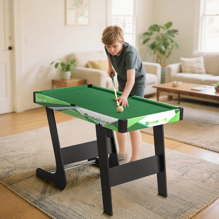 Mesa de Bilhar Dobrável com Acessórios Inclui 16 Bolas 2 Tacos Giz Triângulo e Escova Mesa de Bilhar Portátil para Crianças e Adultos 104x55,5x68 cm Verde