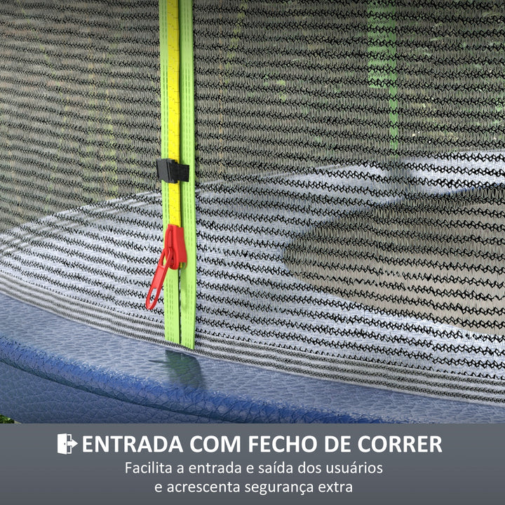 Rede de Segurança para Trampolim Ø244 cm Rede de Substituição de Trampolins para Exterior e Porta com Fecho de Correr para 6 Postes Verde