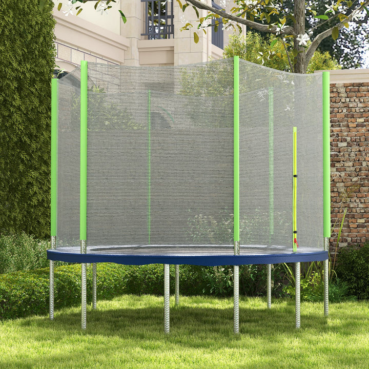Rede de Segurança para Trampolim Ø244 cm Rede de Substituição de Trampolins para Exterior e Porta com Fecho de Correr para 6 Postes Verde