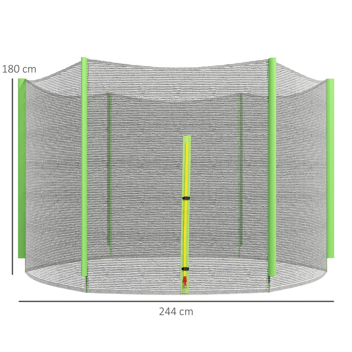 Rede de Segurança para Trampolim Ø244 cm Rede de Substituição de Trampolins para Exterior e Porta com Fecho de Correr para 6 Postes Verde