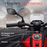 Moto Elétrica para Crianças de 3-6 Anos com Licença Honda Motocicleta de Bateria 12V com USB MP3 Luz LED Moto para Crianças com Velocidade 3 km/h Carga 30 kg Vermelho