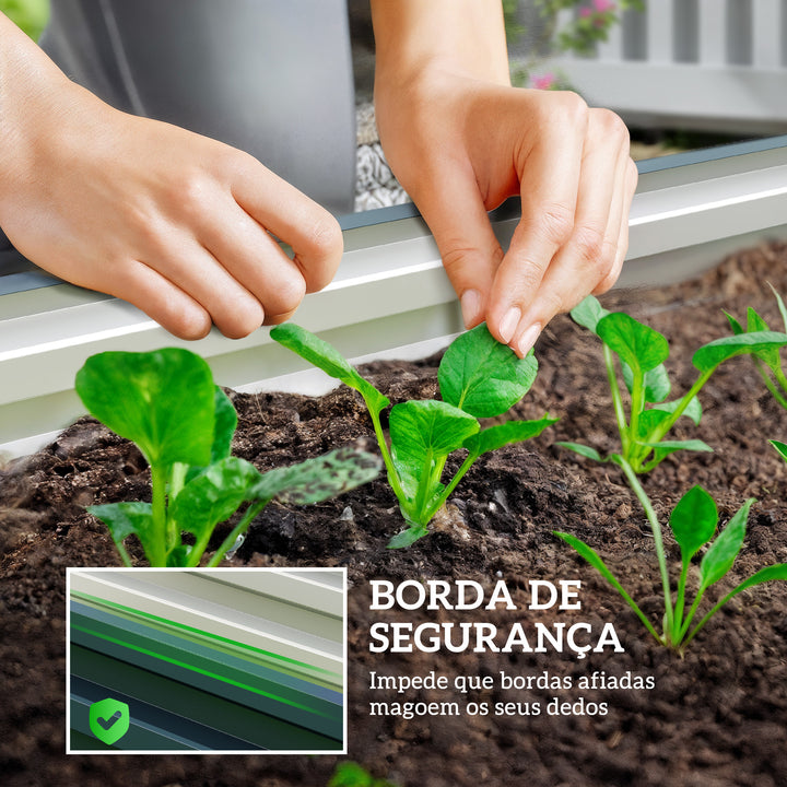 Conjunto de 2 Floreiras Grandes para Exterior em Aço Galvanizado Hortas Urbanas Floreiras Elevadas para Plantas Flores, Terraço Jardim, Resistente às Intempéries 110x50x30 cm Verde