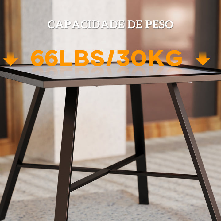 Mesa Auxiliar Quadrada para Jardim Mesa de Exterior com Bancada de Aspecto Pedra Mesa para Exterior Varanda Pátio 55x55x46 cm Preto e Cinza