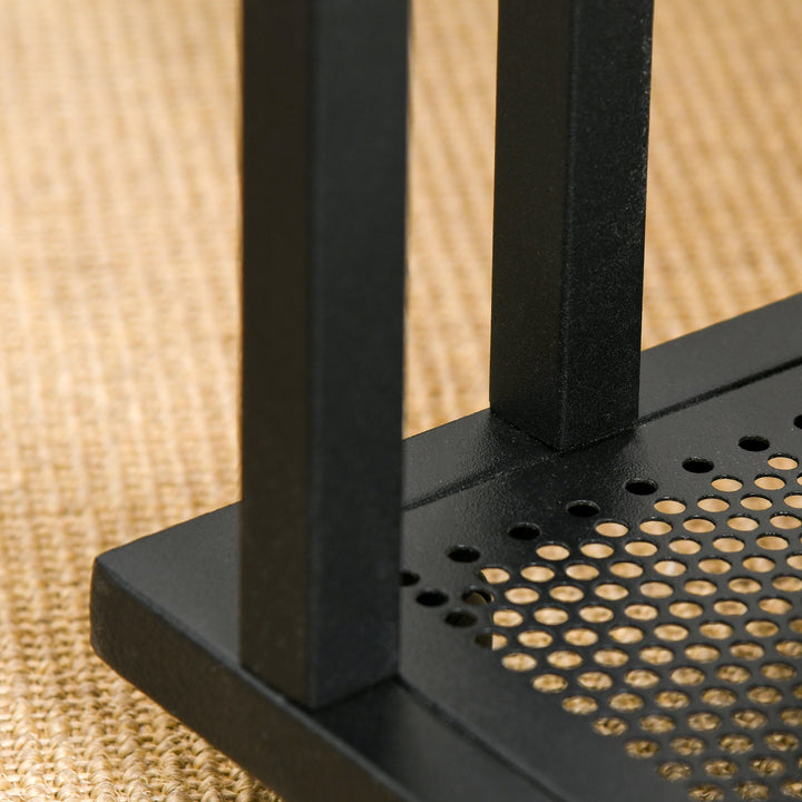 Mesa Auxiliar com Rodas para sofá Estilo Retro de Aço e Madeira 51x36x61 cm