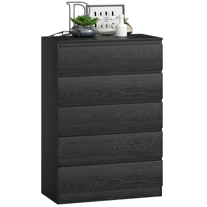 Cómoda 5 Gavetas Cômoda para Quarto Móvel de Arrumação para Sala de Estar Escritório Estilo Moderno 77x40x111,5 cm Preto Veteado