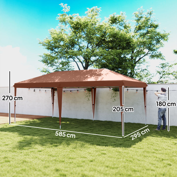 Tenda Dobrável Gazebo 6x3 m Pop-up, Toldo com Altura Ajustável em 3 Níveis, Proteção UV e Saco de Transporte para Campismo e Festas Castanho