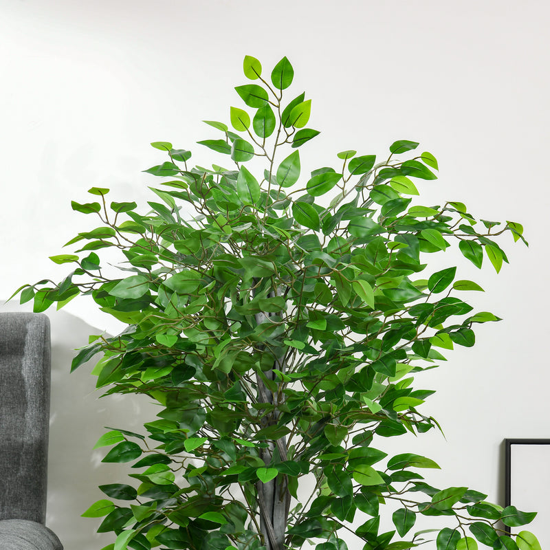 Planta Artificial Ficus 135 cm com Vaso 756 Folhas Planta Artificial Realista para Interior e Exterior Planta Artificial Decorativa Verde