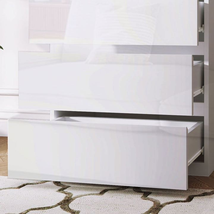 Cómoda com 5 Gavetas de Madeira Cómoda de Dormitório Cómoda Branca para Sala de Estar Estilo Moderno 55x33x100 cm Branco Brilhante