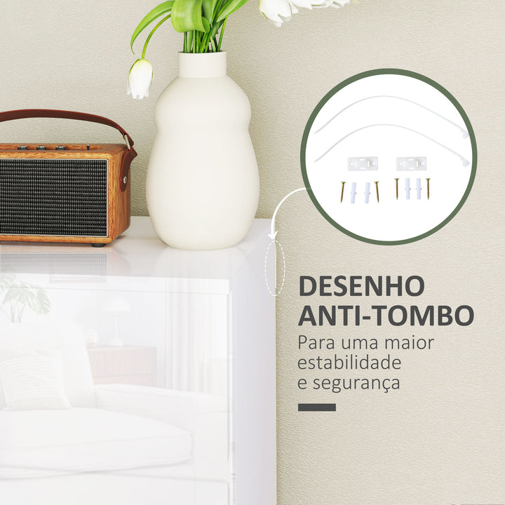 Cómoda com 5 Gavetas de Madeira Cómoda de Dormitório Cómoda Branca para Sala de Estar Estilo Moderno 55x33x100 cm Branco Brilhante