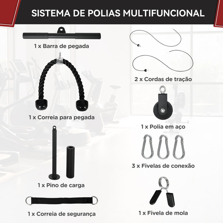 Sistema de Polia de Ginásio para Casa Sistema de Cabo de Peso para Tração Curl de Bíceps Tríceps Treino de Braço Ombros e Costas Preto