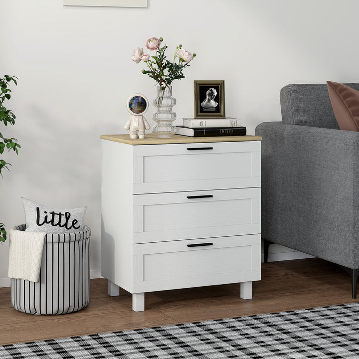 Cómoda Estreita com 3 Gavetas Cómoda de Quarto com Pés de Madeira Cómoda Auxiliar para Sala Escritório Estilo Moderno 60x38x71 cm Branco