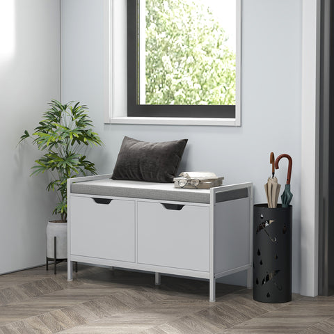 Banco Sapateira com Assento com Almofada Amovível para 4 Pares de Sapatos Banco Sapateira para Entrada Corredor Sala de Estar 84x35x50 cm Branco