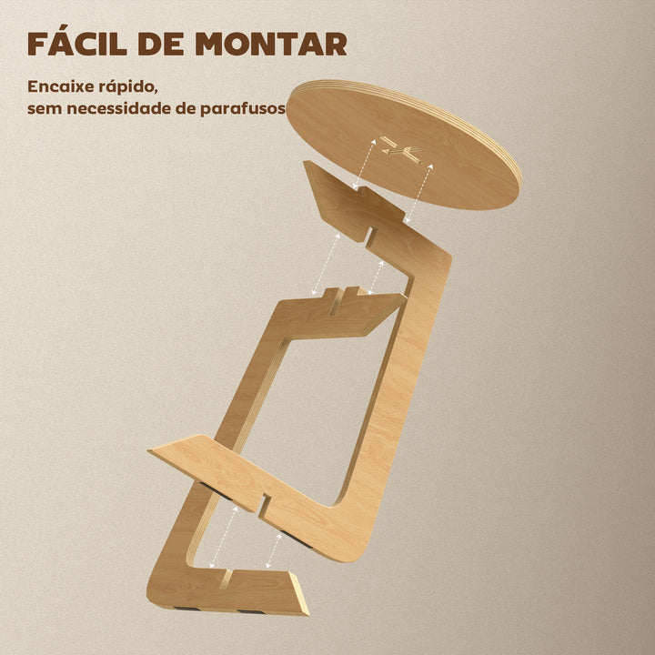 Mesa Auxiliar em Forma de C Mesa Redonda com Montagem Rápida Ideal para Espaços Pequenos Sala, Quarto Ø39x50,5 cm Madeira
