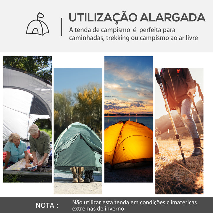 Abrigo de Campismo para 4-5 Pessoas com 4 Telas Mosquiteiras 2 Painéis de Tecido Oxford e Bolsa de Transporte para Campismo Viagens 350x350x230 cm Cinza