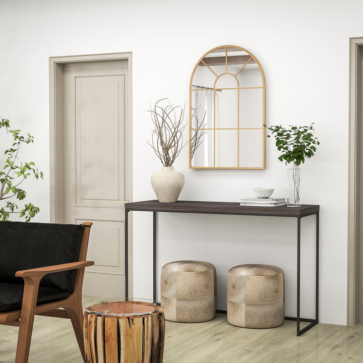 Espelho Decorativo de Parede 60x91 cm Espelho em Forma de Arco de Metal para Sala de Estar Dormitório Entrada Estilo Moderno Dourado