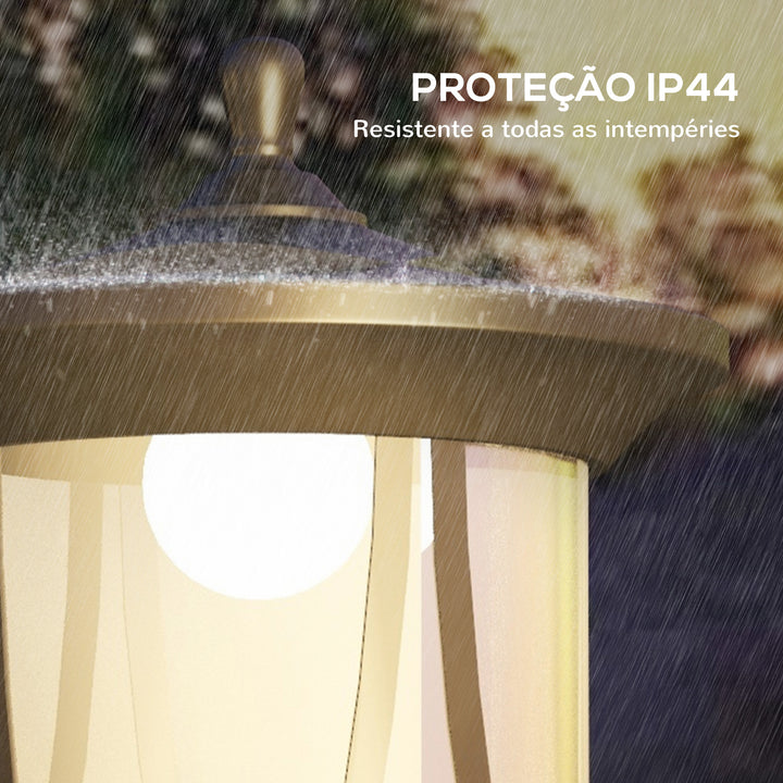 Candeeiro Solar Candeeiro de Exterior com Painel Solar Ligar e Desligar Automático Impermeável IP44 para Varanda Pátio 17x17x127 cm Preto