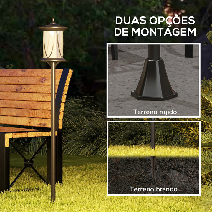 Candeeiro Solar Candeeiro de Exterior com Painel Solar Ligar e Desligar Automático Impermeável IP44 para Varanda Pátio 17x17x127 cm Preto