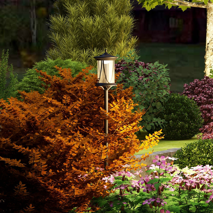 Candeeiro Solar Candeeiro de Exterior com Painel Solar Ligar e Desligar Automático Impermeável IP44 para Varanda Pátio 17x17x127 cm Preto