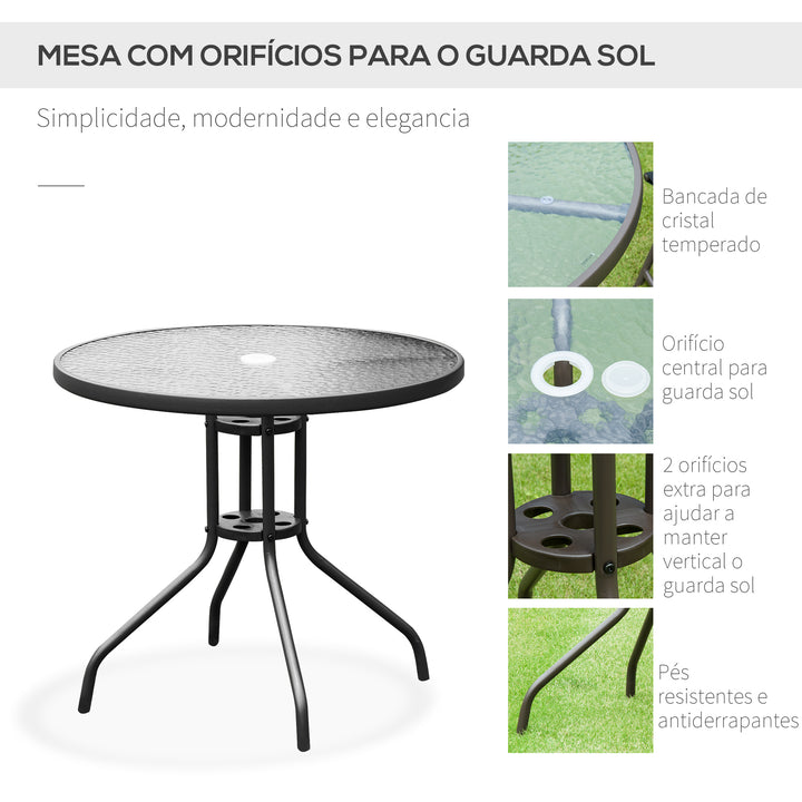 Conjunto de Móveis para Jardim Terraço ou Pátio com 4 Cadeiras 1 Mesa e 1 guarda-sol - Textilene, Alumínio e Poliéster