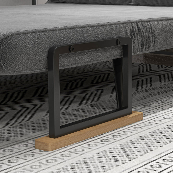 Sofá Cama Sofá Convertível em Cama de 2 Lugares Dobrável com Encosto Ajustável em 5 Níveis e 2 Almofadas Acolchoadas para Escritório Dormitório Sala de Estar 102x73x81 cm Cinza