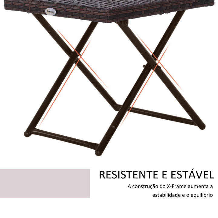 Mesa dobrável para jardim em vime e aço inoxidável com pernas cruzadas 40x40x40 cm marrom