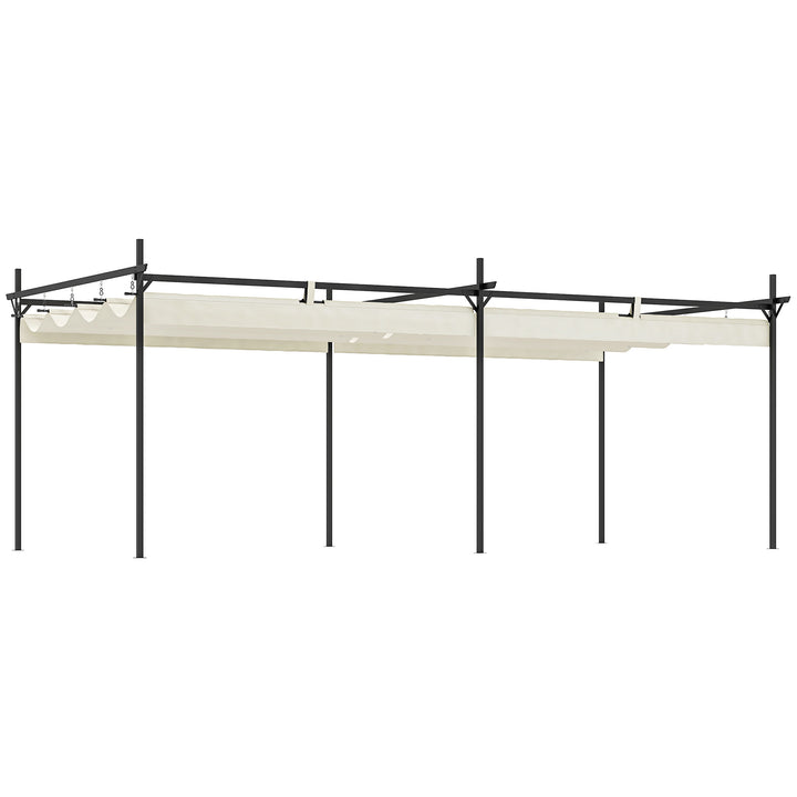 Pérgola com Teto Retrátil Pérgola de Alumínio 588x297x230 cm Pérgola com Tecido de Poliéster Anti UV Pérgola de Jardim Exterior Creme