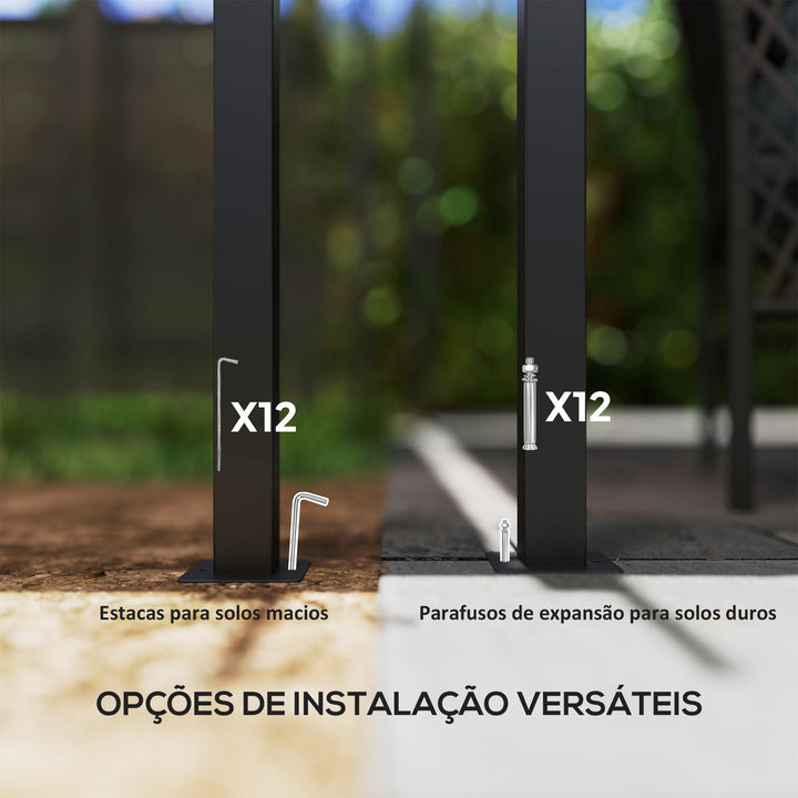 Pérgola com Teto Retrátil Pérgola de Alumínio 588x297x230 cm Pérgola com Tecido de Poliéster Anti UV Pérgola de Jardim Exterior Creme