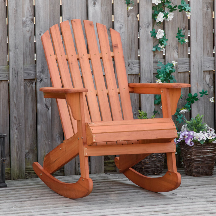 Cadeira de balanço de madeira natural Adirondack para jardim terraço externo rústico Carga 130 kg 77x94x97 cm Cor Teca